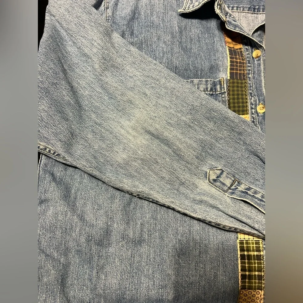 Vtg G.H.Bass Patchwork Denim Shirt/Light Jacket Women’s Large - Picture 8 of 8